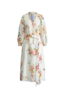 Lou Flora Long Sleeves Dress in Silk-Linen Blend