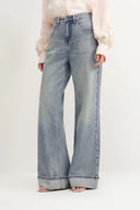 Emerie Straight Wide Leg Jeans in Cotton Denim