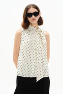 Top sans manches Elen à col halter à pois en soie mûrier