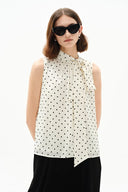 Elen Polka Dot Halter Neck Sleeveless Top in Mulberry Silk