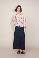 Ari Flora Maxi Skirt in Cotton Jacquard Denim