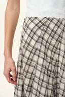 Falda midi a cuadros Xaviera en algodón arrugado burbuja