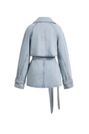 Calista Belted Trench Style Coat in Lightweight Cotton Denim