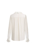 Charlotte Shimmer Ruched Ruffle Blouse