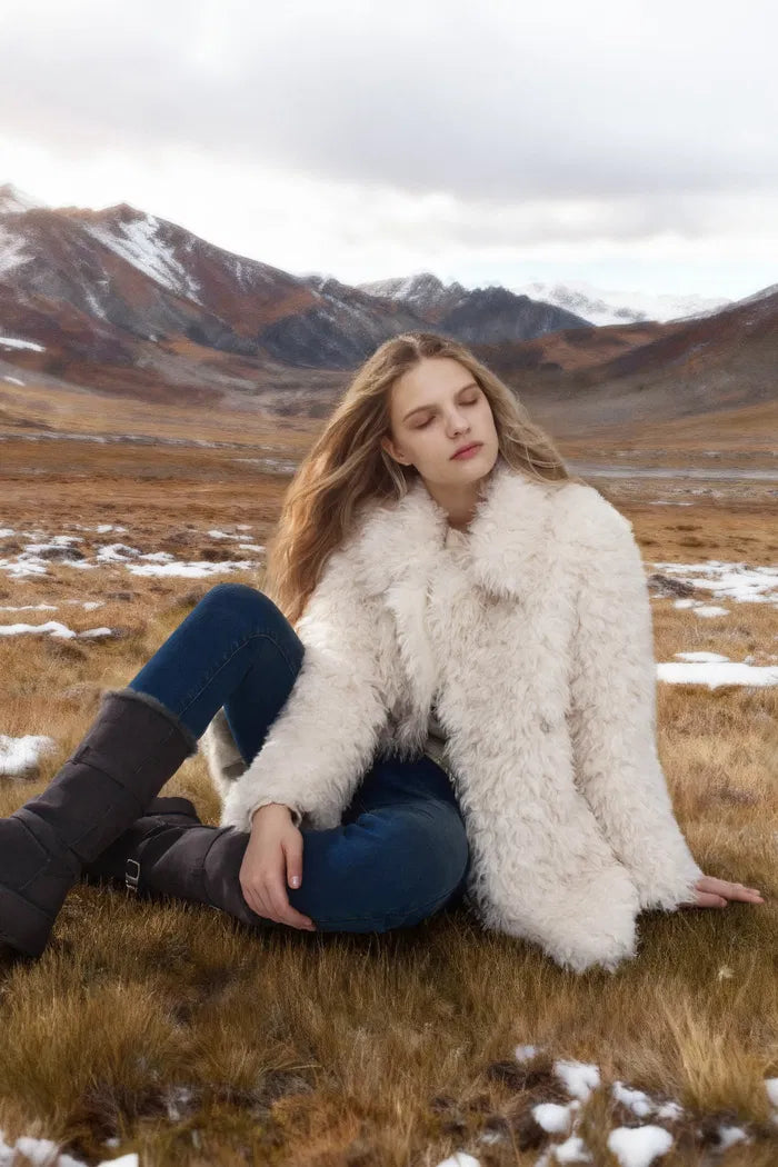 Liana Oversized Lapel Coat in Faux Fur