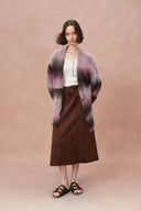Cara Asymmetric Gradient Striped Cardigan in Space-Dyed Mohair