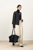 Veste boxy double face Sola en mélange soie et laine camel