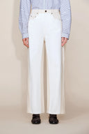 Ginevra White Colorblock Jeans in Cotton Denim