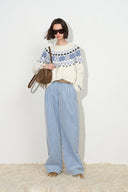 Linnet Fair Isle Sweater in Alpaca Blend Cable Knit