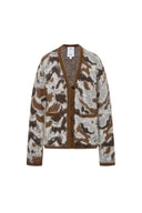 Cardigan jacquard léopard Fera en maille mélange mohair d’agneau et laine