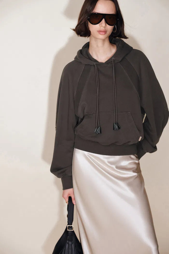 Vanessa Double Drawstring Hoodie Sweater in Cotton Fleece