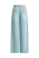 Berthe Embossed Flowers Straight Leg Jeans in Cotton Denim