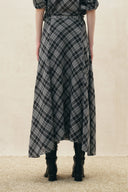 Fern Plaid Panelled Skirt in Cotton Blend