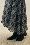 Fern Plaid Panelled Skirt in Cotton Blend
