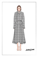 Fern Plaid Panelled Skirt in Cotton Blend