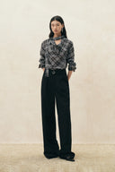 Fern Plaid Scarf Tie Blouse