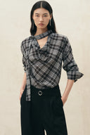 Fern Plaid Scarf Tie Blouse