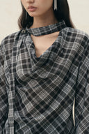 Fern Plaid Scarf Tie Blouse