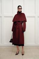 Brianna Gürtel-Cape-Trenchcoat mit abnehmbarem Cape aus Merinowoll Double Face