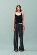 Kelly Pleated Wide Leg Track Pants in Cotton Modal Blend