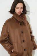 Hazel Brown Reversible Shearling Jacket in 100% Wool Pile