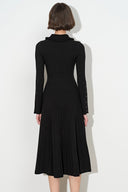 Ayla Hourglass Waist Polo Neckline Dress in Wool Blend