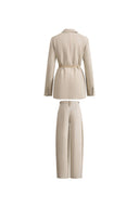 Blazer y pantalones Charlie deconstruidos asimétricos con doble cinturón en lino de algodón