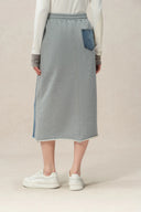 Falda midi Elvin patchwork en denim de algodón