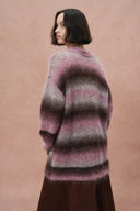 Cara Asymmetric Gradient Striped Cardigan in Space-Dyed Mohair