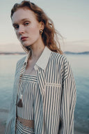 Nao Casual Striped Shirt and Shorts Matching Set in Cotton Poplin