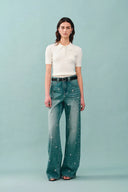 Nico Hand Sewn Embellished Jeans in Lightweight Washed Denim