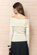 Lyra Reversible Bow Off Shoulder Knit Top