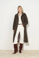 Finn Lightweight Belted Long Coat in 100% Wool