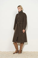 Finn Lightweight Belted Long Coat in 100% Wool