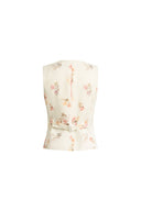 Flora Floral Sleeveless Vest Top in Linen Blend Suiting