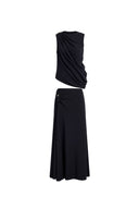 Florence  Asymmetrical Draped Sleeveless Top and Skirt Set in Cotton-Modal Blend Knit