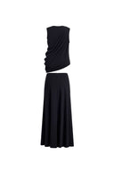 Florence  Asymmetrical Draped Sleeveless Top and Skirt Set in Cotton-Modal Blend Knit