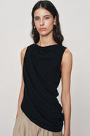 Florence  Asymmetrical Draped Sleeveless Top and Skirt Set in Cotton-Modal Blend Knit