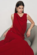 Florence Asymmetrical Draped Sleeveless Top and Skirt Set in Cotton Modal Blend Knit
