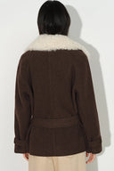 Freya Belted Low Waist Cropped Coat in Wool Blend