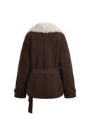 Freya Belted Low Waist Cropped Coat in Wool Blend