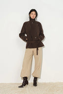 Freya Belted Low Waist Cropped Coat in Wool Blend