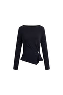 Freya Waist Knot Metal Buckle Top in Cotton Blend