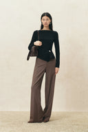 Freya Waist Knot Metal Buckle Top in Cotton Blend