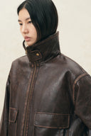 Gabriella Vintage Bomber Jacket in Vegan Leather