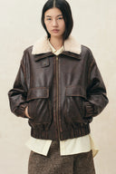 Gabriella Vintage Bomber Jacket in Vegan Leather