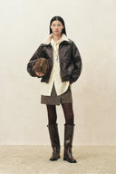 Gabriella Vintage Bomber Jacket in Vegan Leather