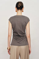 Gemma Asymmetrical Structured Top in Cotton And Mulberry Silk Blend