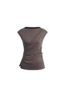 Gemma Asymmetrical Structured Top in Cotton And Mulberry Silk Blend