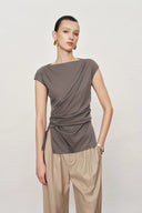 Gemma Asymmetrical Structured Top in Cotton And Mulberry Silk Blend